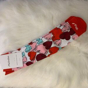 MeUndies Supima Cotton Red Pink Valentine Hearts crew socks size Medium